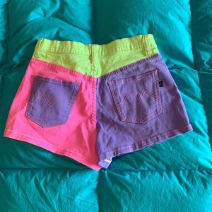 MINKPINK Shorts - MINKPINK neon high waist denim shorts MINKPINK Shorts - MINKPINK neon high waist denim shorts